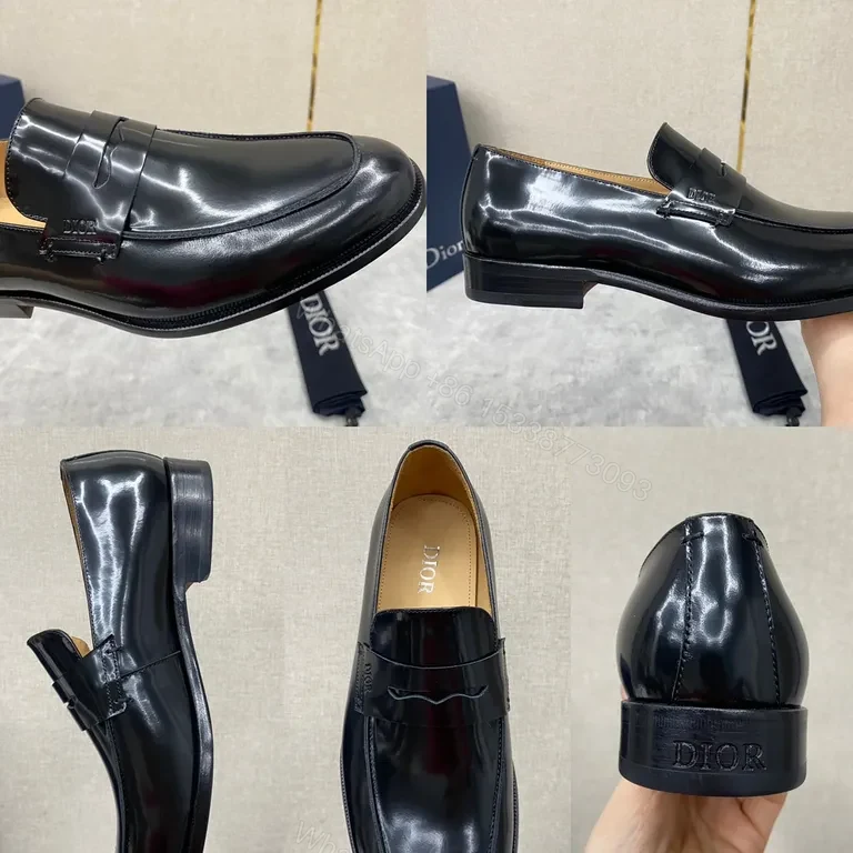 View 3 of Glossy Fringe Dior Loafers: Black Patent, Luxury Comfort
