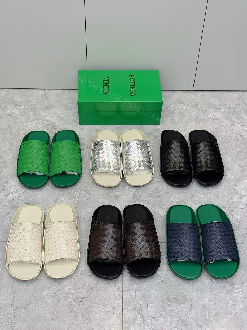 View 8 of Vibrant Green Woven Slide: Lux Everyday Comfort