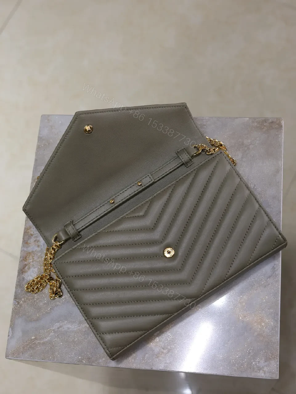 View 3 of Quilted Leather Wallet with YSL Hardware – Slim Luxury