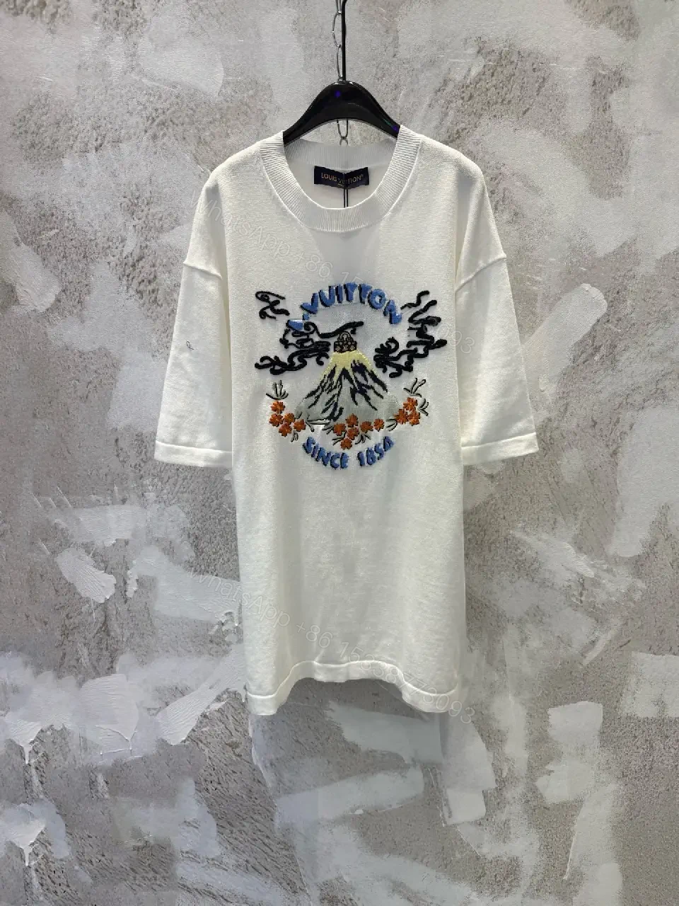 View 4 of White Embroidered Graphic Tee with Luxe Motif - Casual Luxury Top