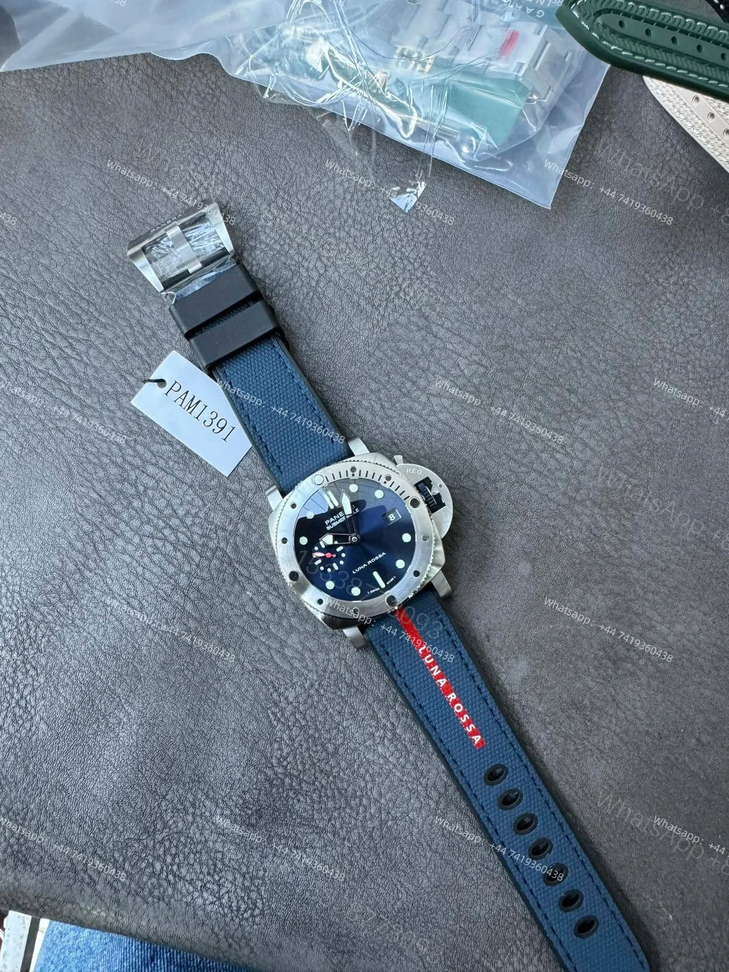 View 12 of Panerai Super Clone Submersible PAM01391 44MM Blue Dial