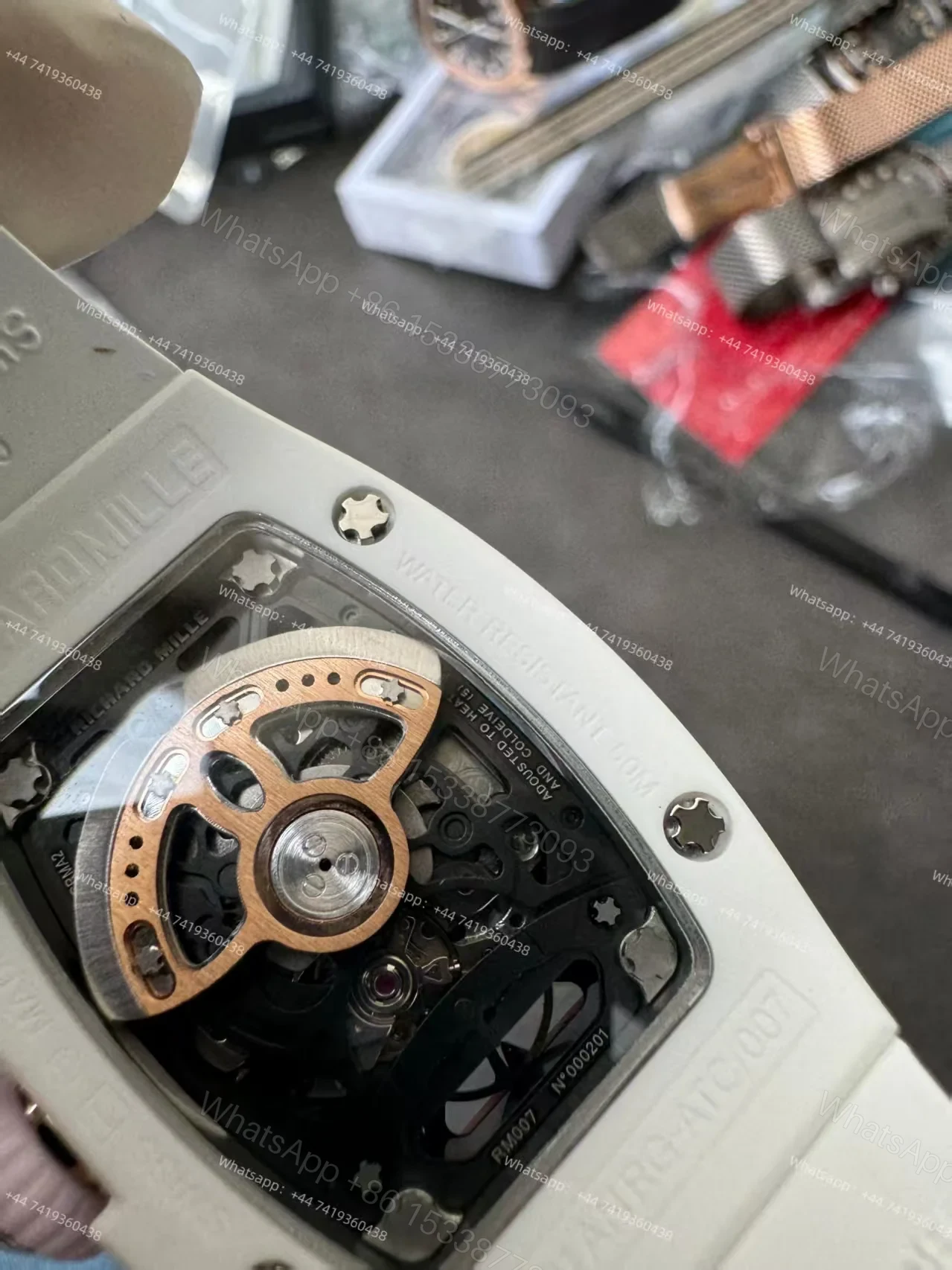 View 13 of Super Clone Richard Mille RM 07-01 White Ceramic Pink Diamond 1:1 Replica Watch