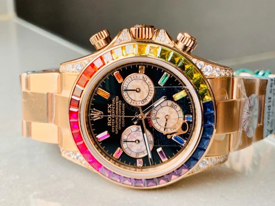 View 3 of BLF Factory 1:1 Rolex Daytona 116589RBOW YG Rainbow Crystal Best Edition Black Dial A4130