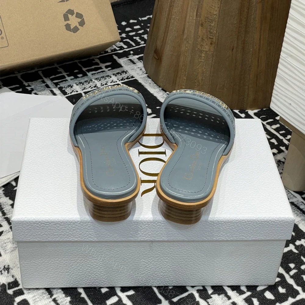 View 9 of 高仿Dior*D-Lane系列KCO202圓頭套腳拖鞋短踭藍色免檢版