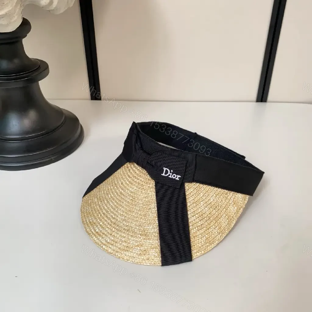 View 2 of Chic Straw Visor with Black Strap – All-Day Comfort