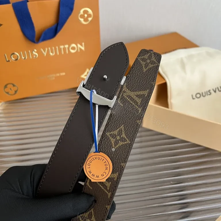 View 5 of Black Leather LV Belt + Silver Logo Buckle + Modern Minimalist + Premium Craftsmanship + Belt