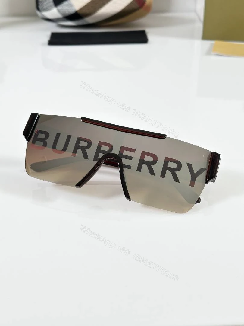 View 3 of First Copy Burberry Silver Shield Unisex Sunglasses UV Protection Luxury Designer Style