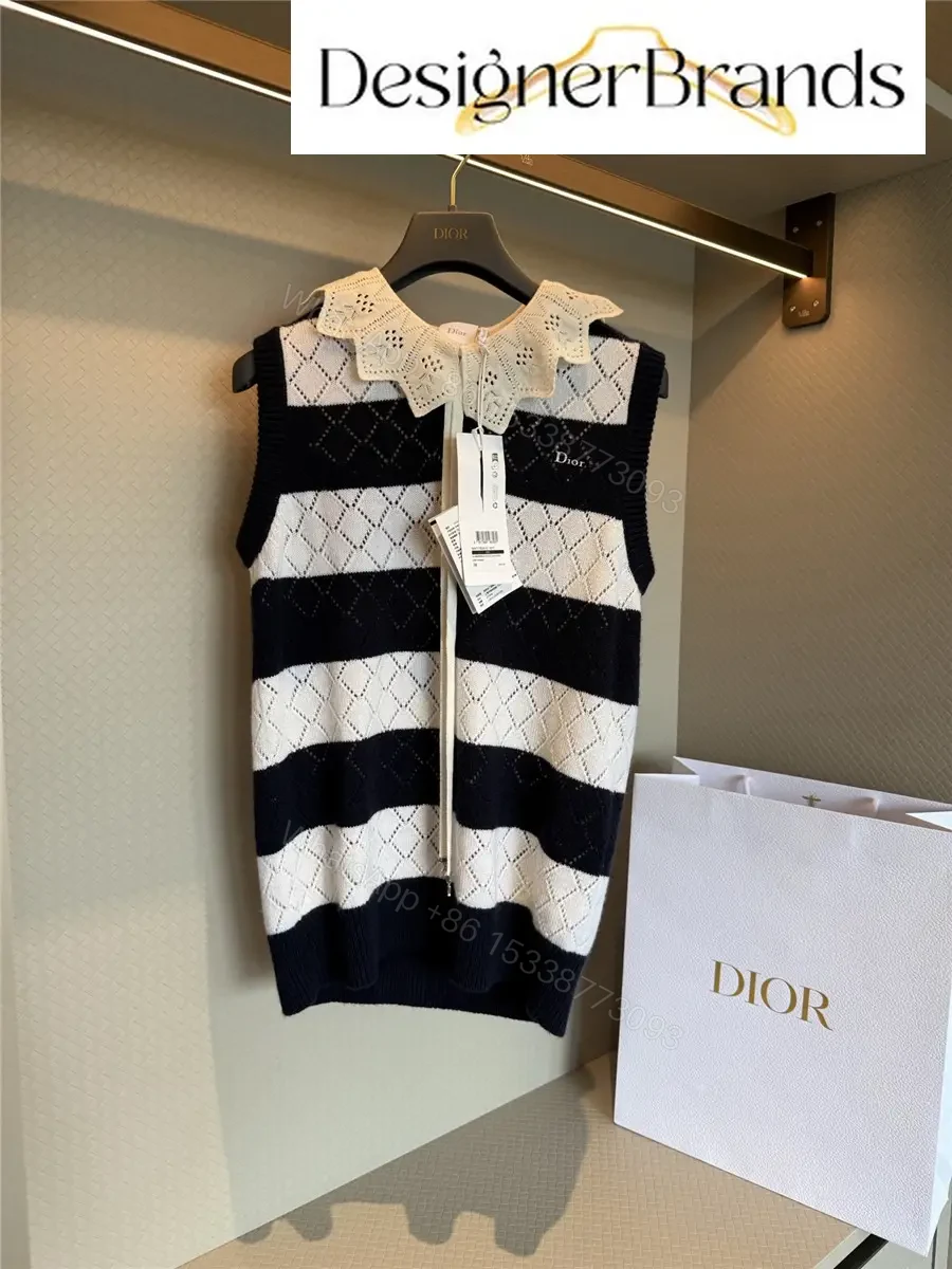 View 6 of Dior Mariniere Blue and White Striped Knit Vest