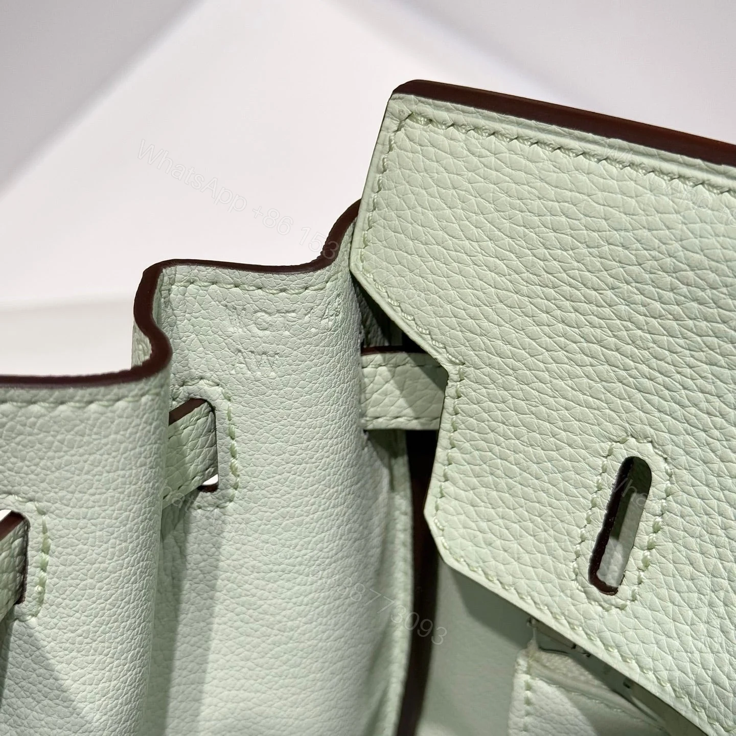 View 9 of HERMES BIRKIN 25 IN LIGHT MINT GREEN SILVER HARDWARE