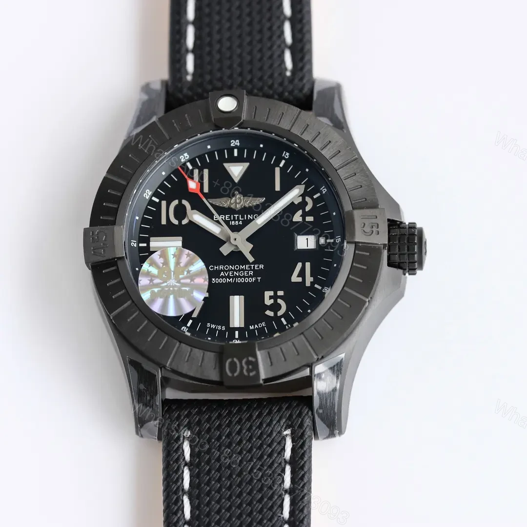 JF Factory Breitling Avenger Automatic 45 Seawolf Night Mission Edition – Black Dial, Black Titanium Case, Black Rubber Strap — view 1
