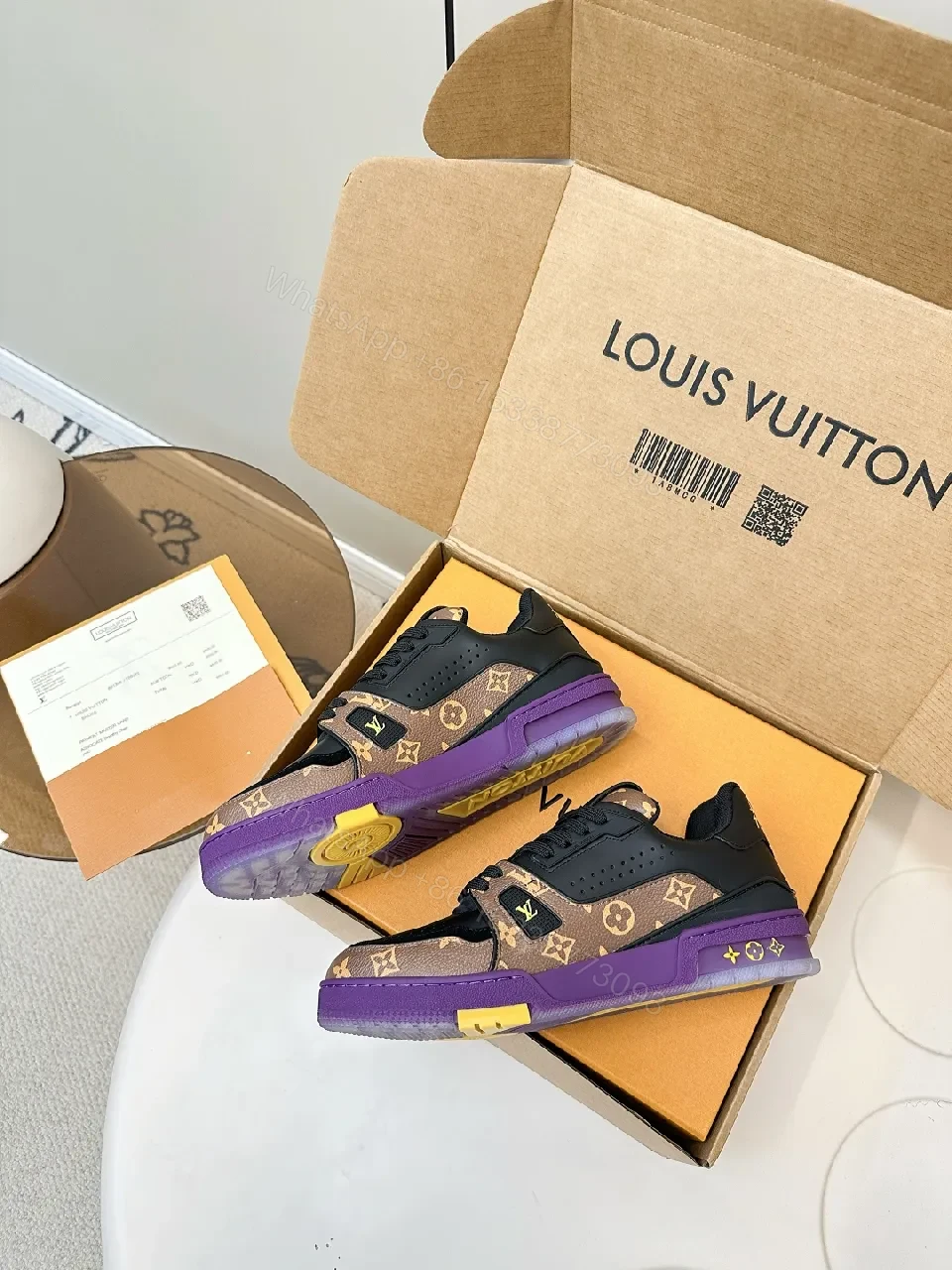 View 6 of Statement-Inspired Luxury Sneakers with Monogram Details