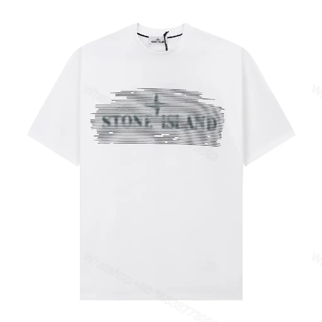 View 8 of White Cotton Minimalist Tee with Bold Linear Graphic