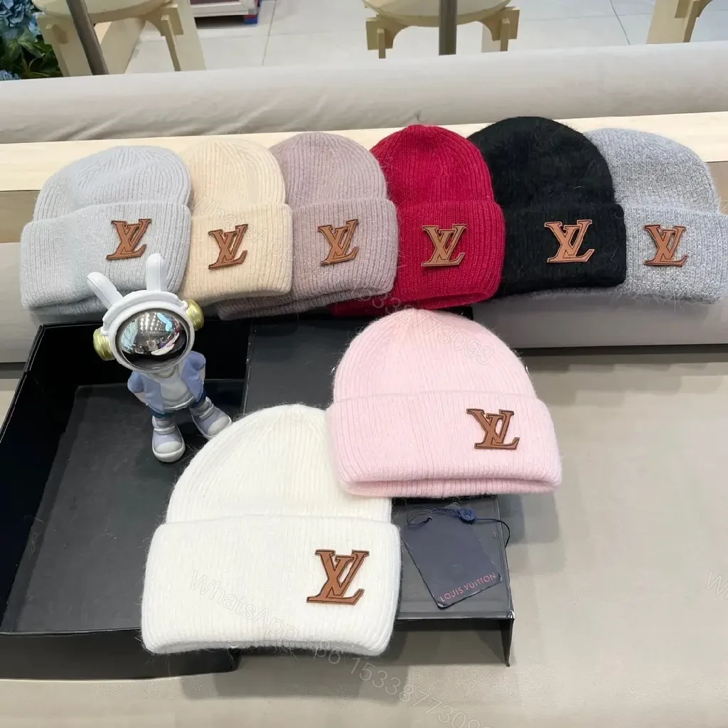 View 2 of Cozy Knit Beanie with Rose-Gold LV Emblem