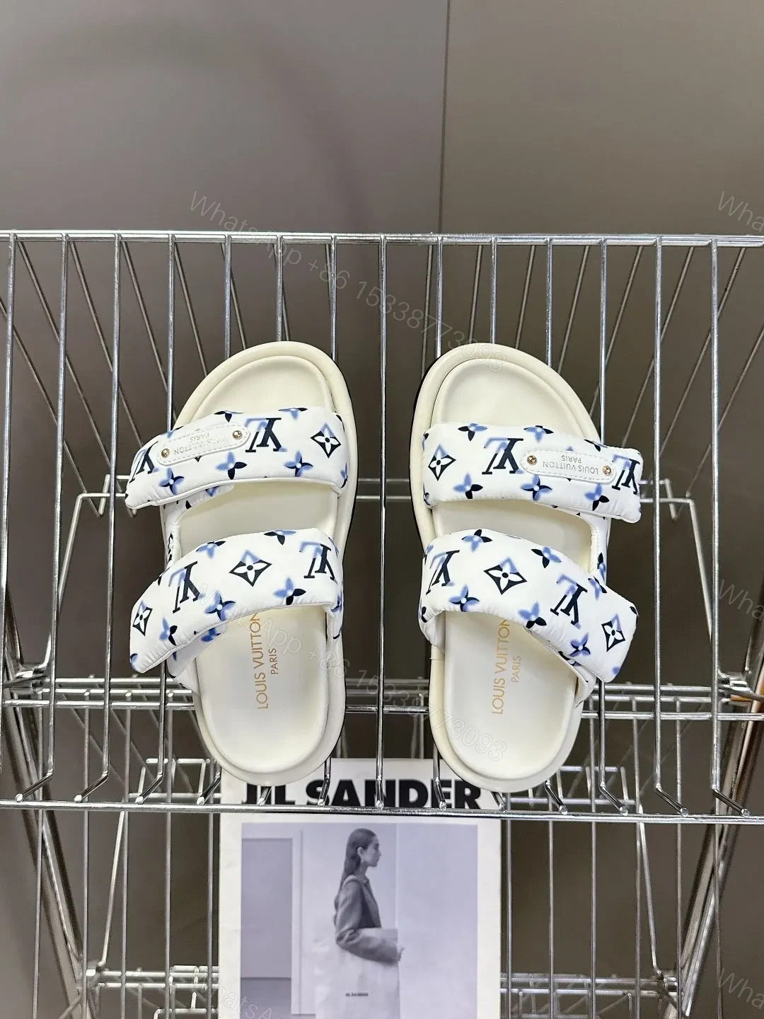 View 2 of LV Women White Printed Fabric Sandals