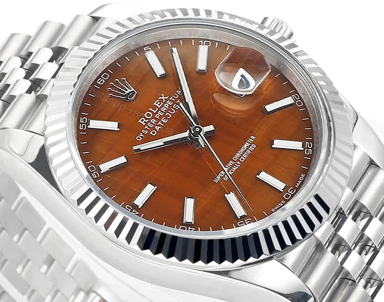 View 5 of Clean Factory – Rolex Datejust 41 Orange Custom Dial – Rolex 41mm Custom Orange Dial Watch – Rolex Datejust 41 Custom Orange Dial