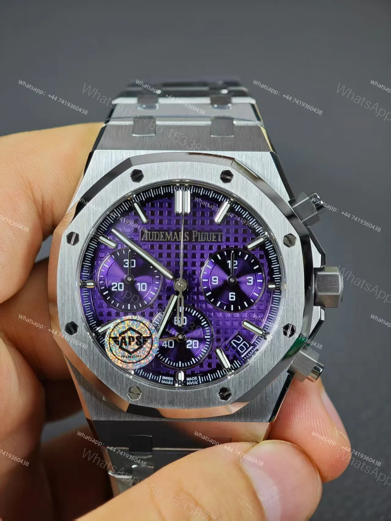 View 15 of Audemars Piguet Super Clone Royal Oak Purple Dial 26240 Chronograph 41mm Cal.4401