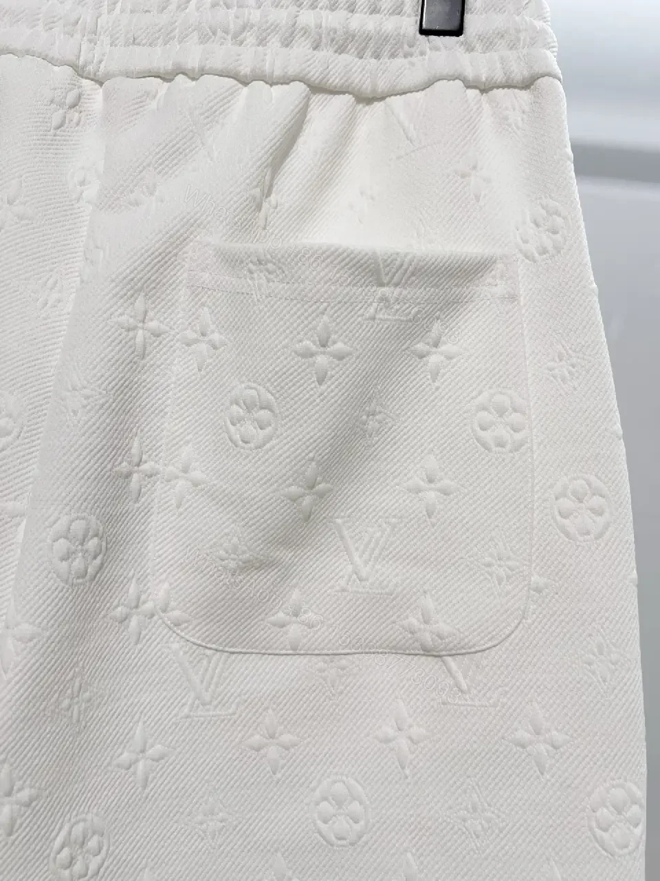 View 5 of White Patterned Swim Shorts — Lightweight, Mid-Thigh Comfort