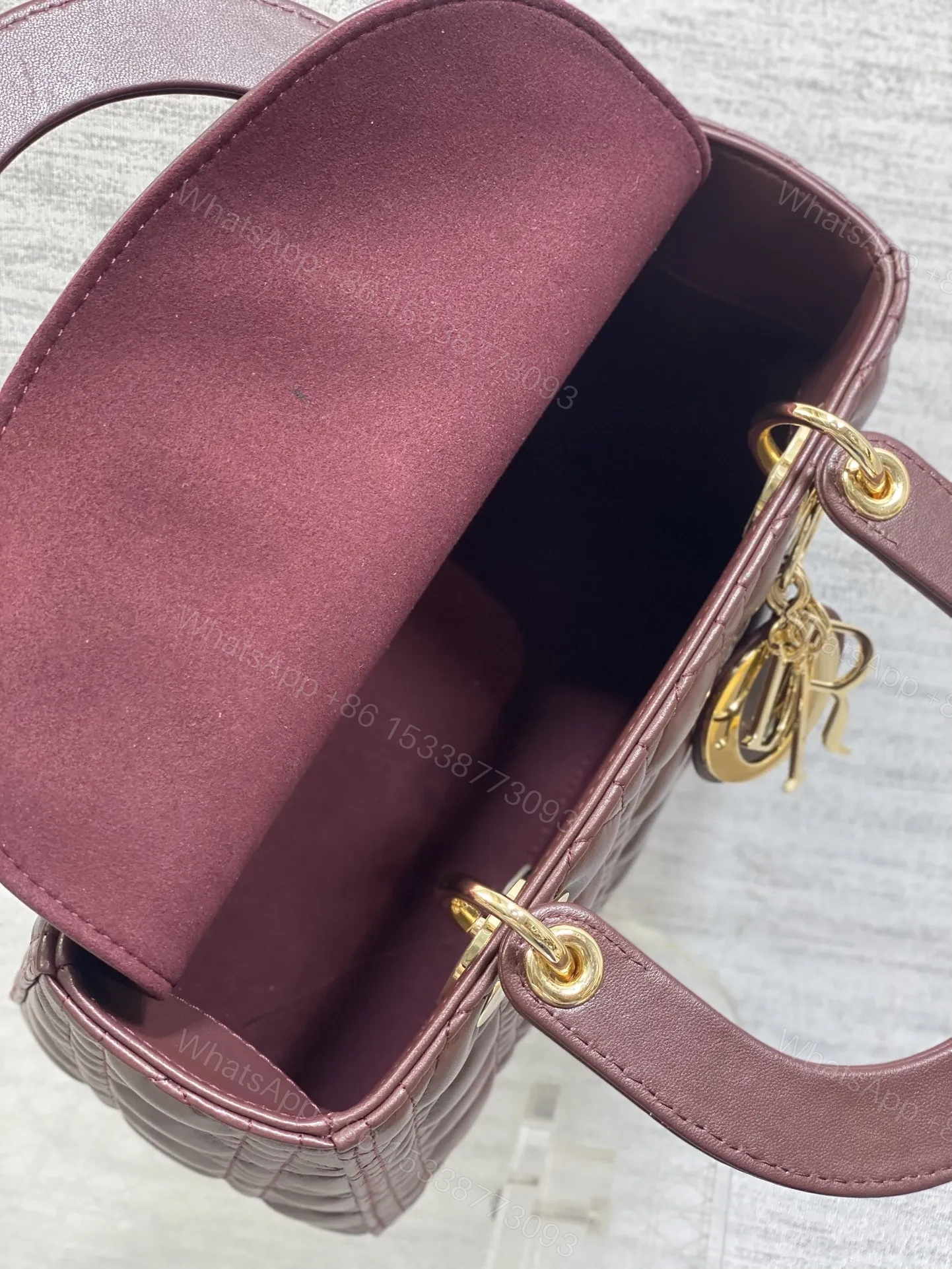 View 7 of Christian Dior Small Lady Dior bag in Burgundy