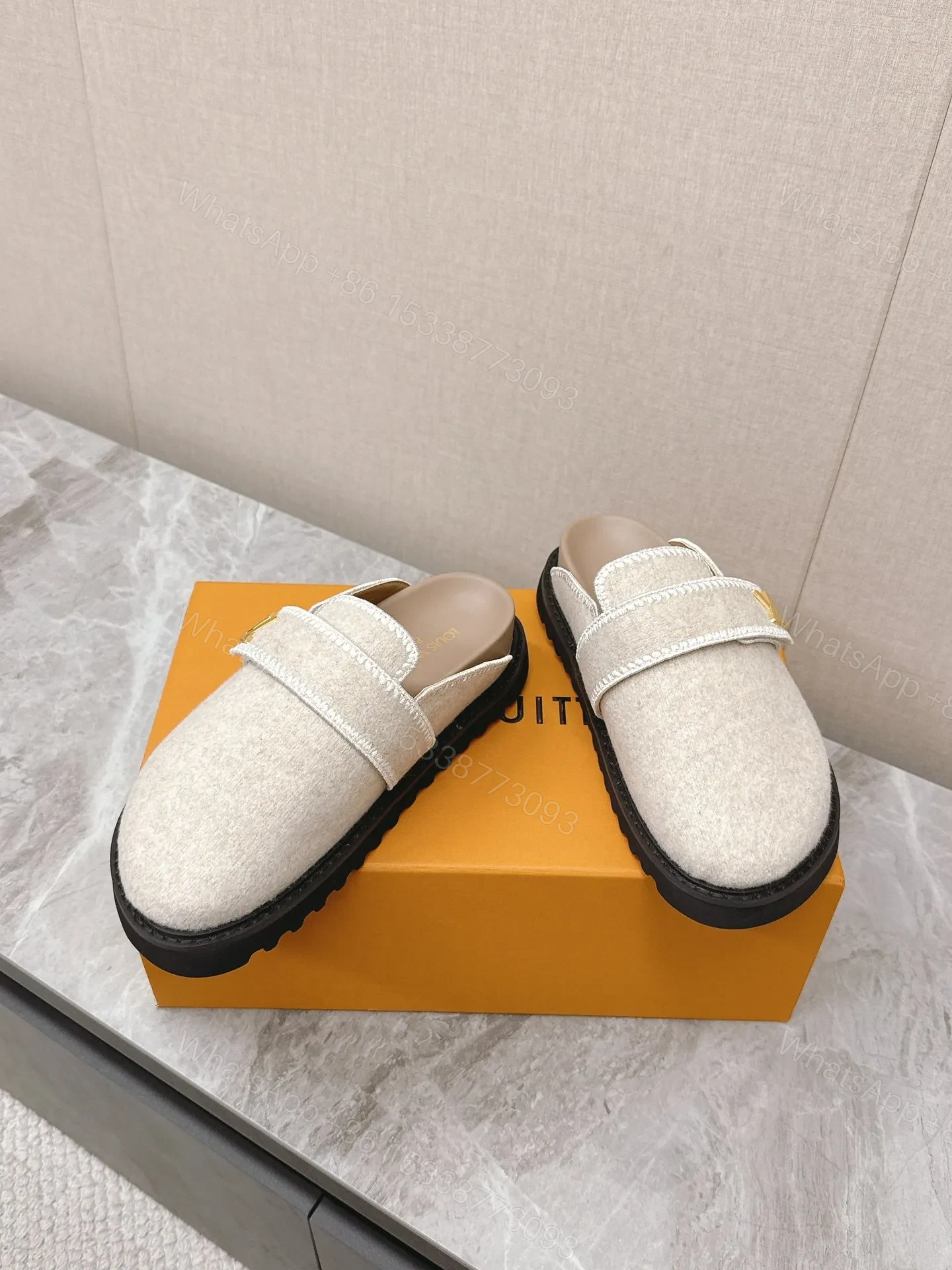 View 6 of LV Women Beige Wool Mules
