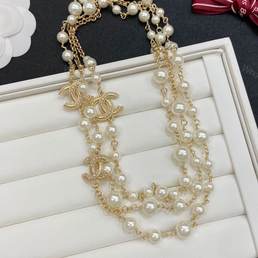 Timeless CC Logo pearl crystal necklace — view 1
