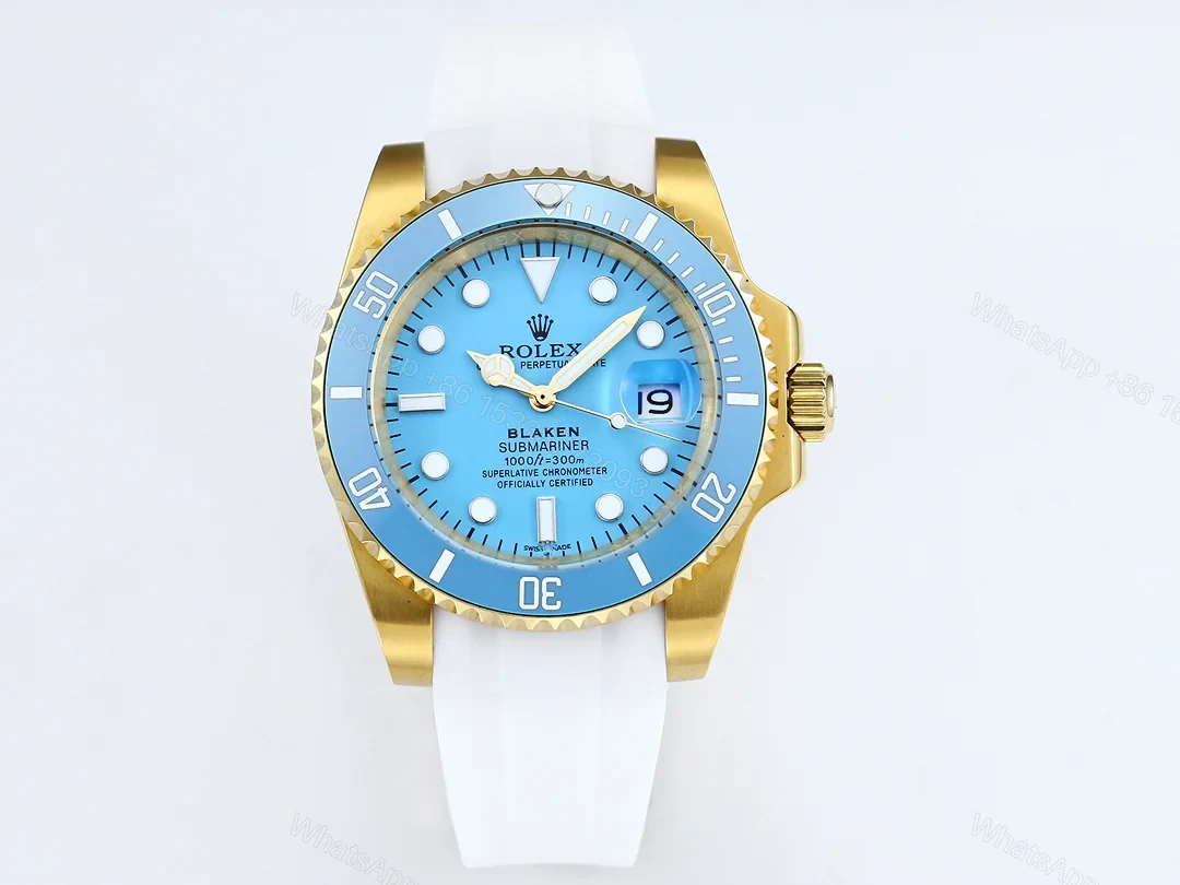 Best Rolex Blaken Tiffany Water Ghost replica 40MM Gold Case White Rubber Strap Edition RG-BLAKEN-TIFFANY-GOLD-RUBBER-40 — view 1