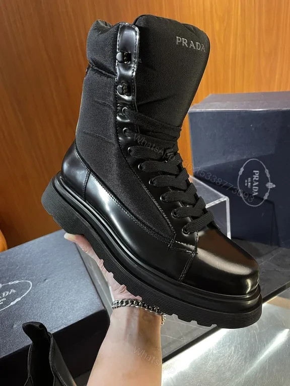 Bold Combat Chelsea Boots: Prada-Inspired Luxury Leather Boots — view 1