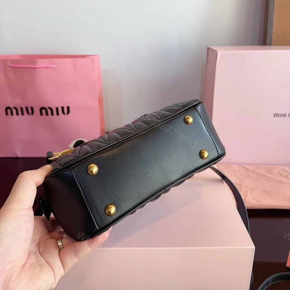 View 5 of MIUMIU ARCADIE MATELASSÉ NAPPA BAG BLACK 22CM 5BB142 N88 F0002 V OON