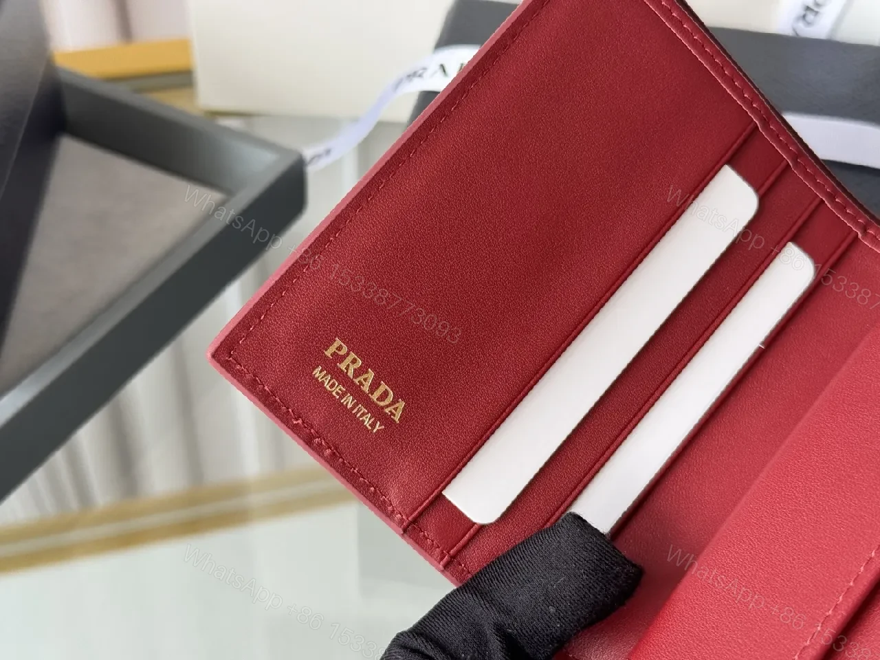View 7 of Bold Red Saffiano Wallet: Compact Luxury for Everyday Use