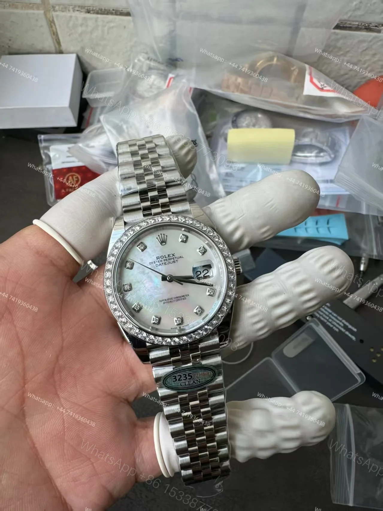 View 2 of Rolex Datejust M126334-0020 1:1 Replica Mother of Pearl Diamond Dial Jubilee 41MM 3235 Movement Super Clone Watch