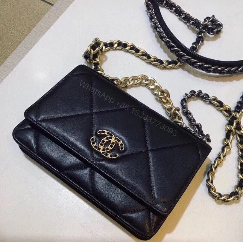 View 4 of Chanel 19 Wallet On Chain Bag Shiny Gold And Silver Tone Black 19Cm AP3267 B04852 94305