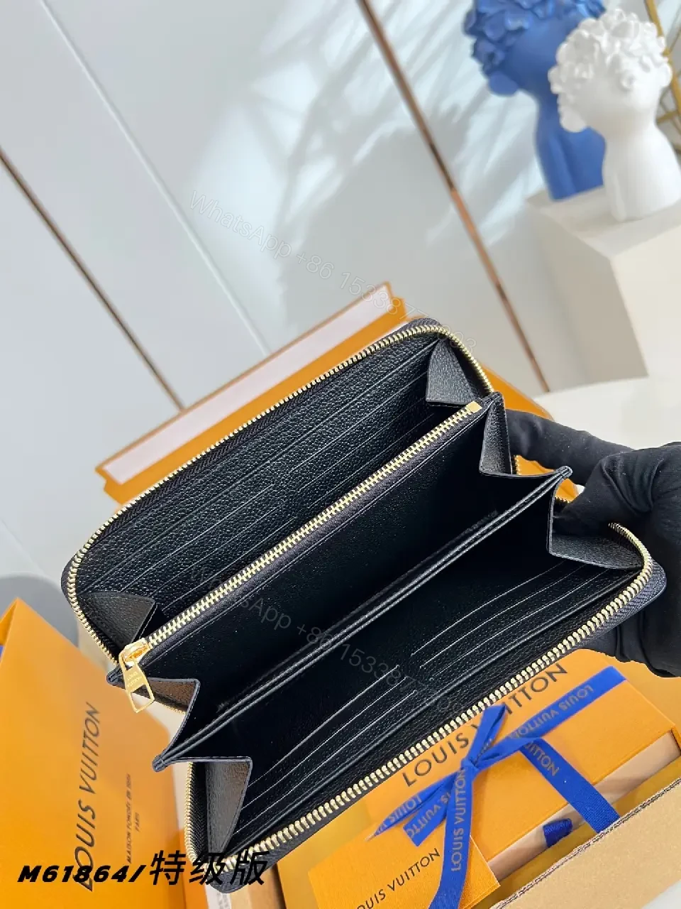 View 3 of Monochrome Textured Leather Wallet — Monogram, Bifold, Luxury