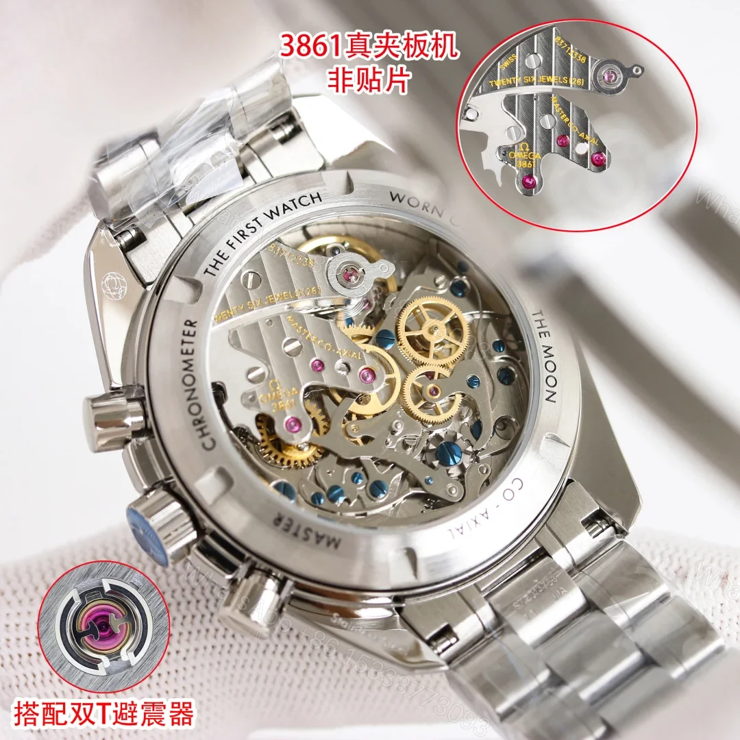 View 9 of Omega Speedmaster Silver Replica 42MM Premium Steel Bracelet Moonwatch Edition OM-SP-SLV-STL-42