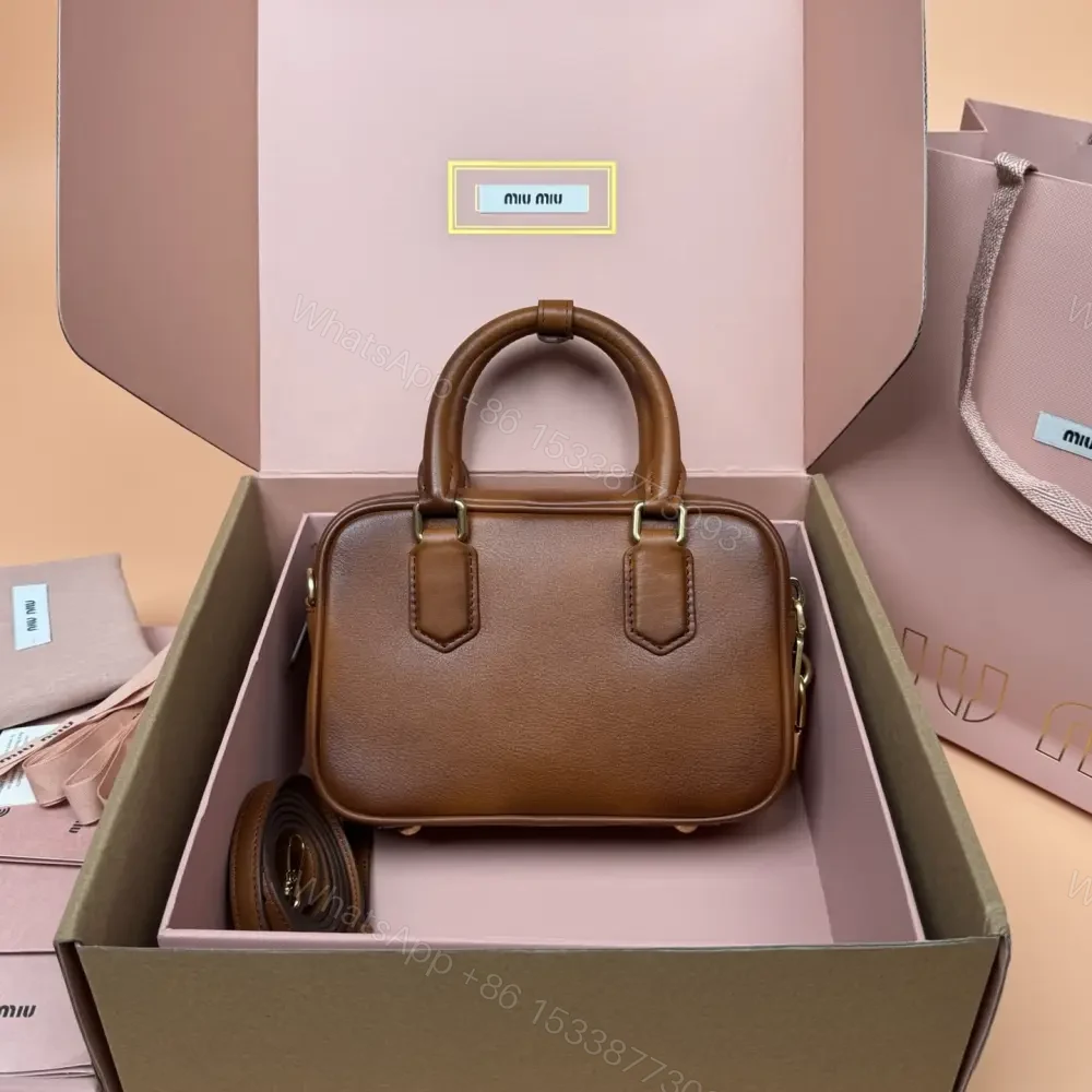 View 2 of 高仿miumiu*Arcadie系列5BB123秀款保齡球手提包復古棕免檢版
