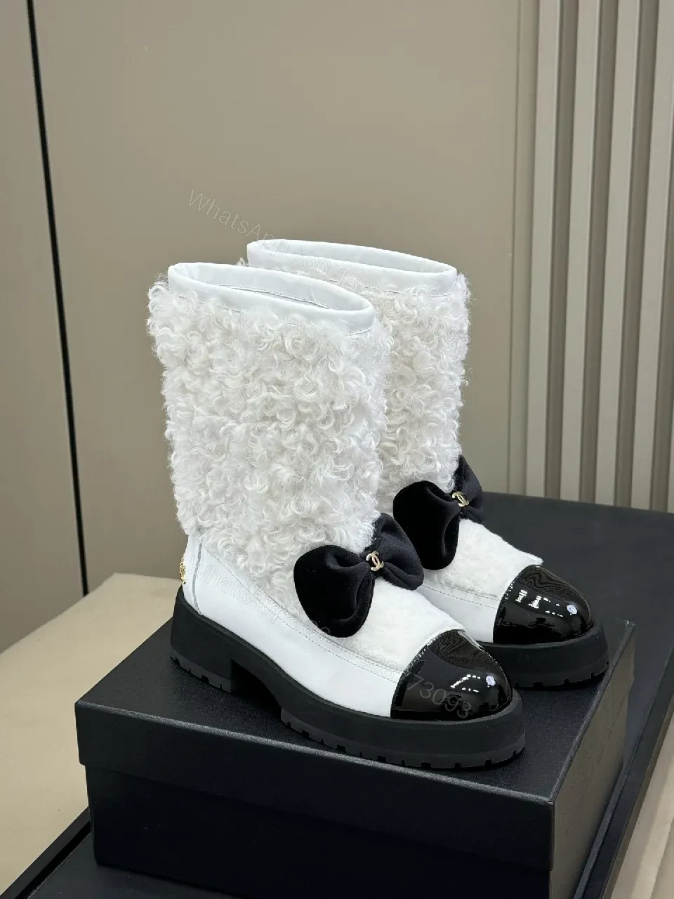 View 2 of Knit-Texture Knee-High Boots: Bold Contrast, Cozy Grip