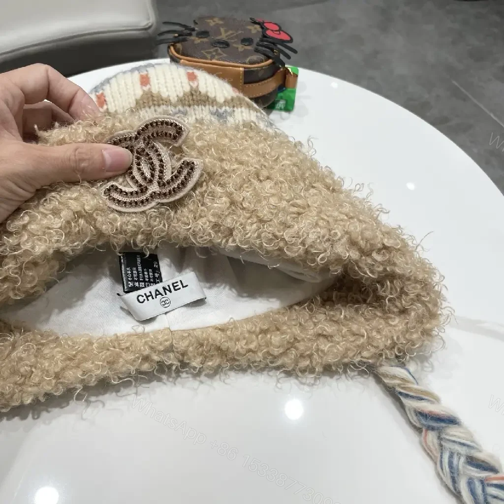 View 5 of Cozy Alpine Knit Beanie with Faux Shearling Brim and Patch