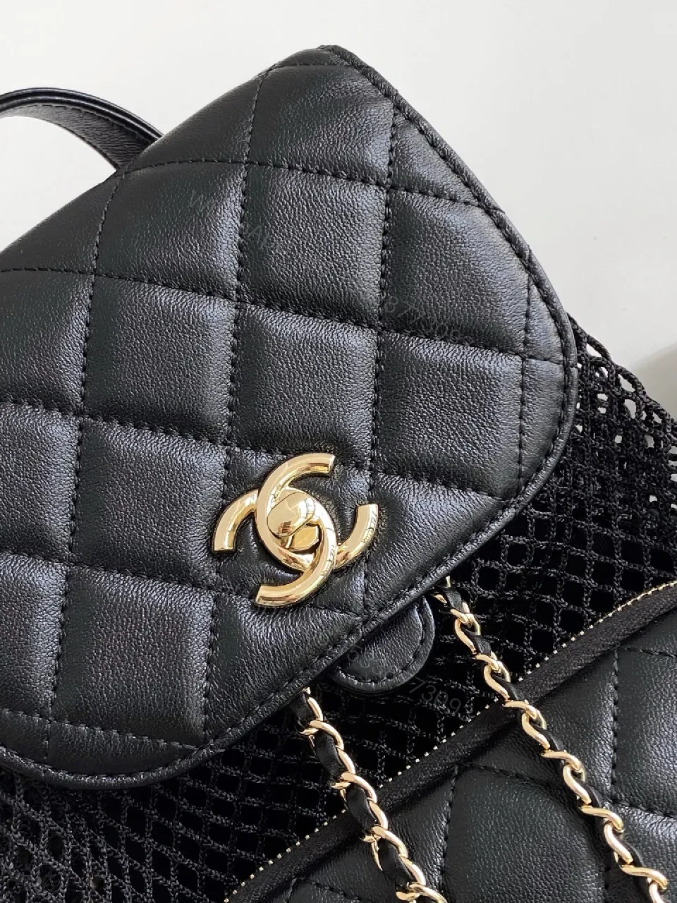 View 8 of Black Quilted Mesh Backpack - Luxury Everyday Carry