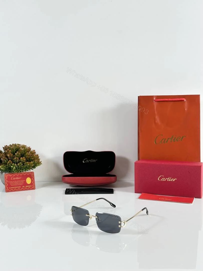 First Copy Cartier 0680 Gold Black Sunglasses — view 1