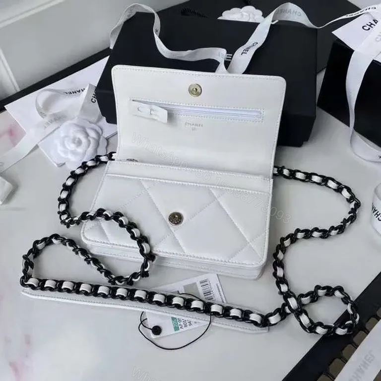View 2 of Quilted White Chain-Accent Flap Bag â€” Luxury Compact Tote
