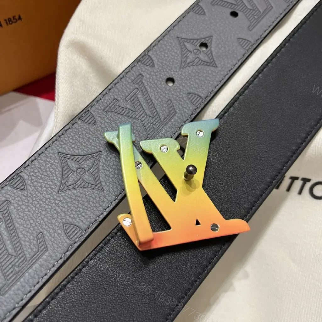 View 3 of Statement Monogram Belt: Leather, Modern Buckle, Premium Visually Bold