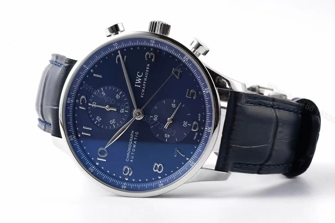 View 3 of IWC Portuguese Chrono-Automatic Stainless Steel / Blue Dial IW3714-91