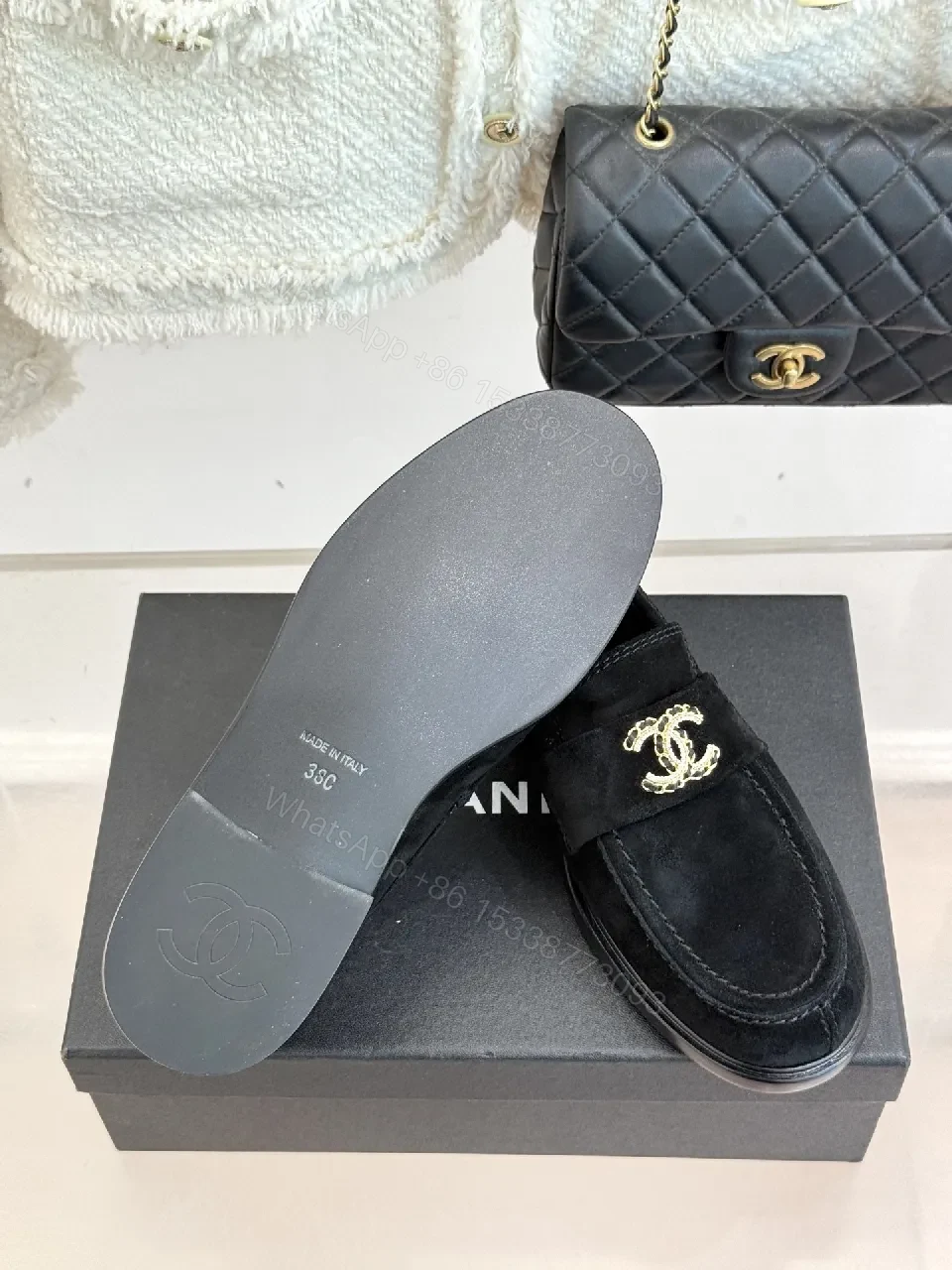 View 4 of Lux Suede Loafers with Gold Emblem – Subtle Luxury