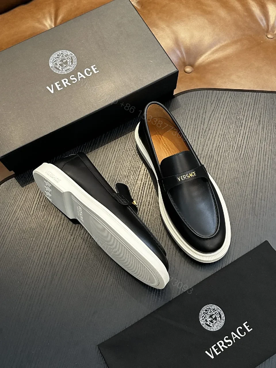 View 4 of Premium Leather Loafer with Versace Detailing - Modern Comfort Shoes