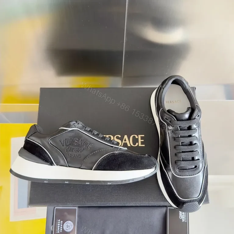 View 8 of Chic Luxe Black Sneakers: Versace-Inspired, All-Day Comfort