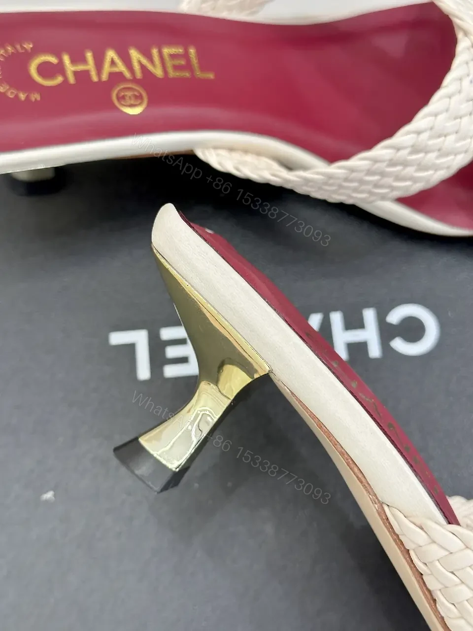 View 8 of Pink Leather Modern Braided Strap Sandals