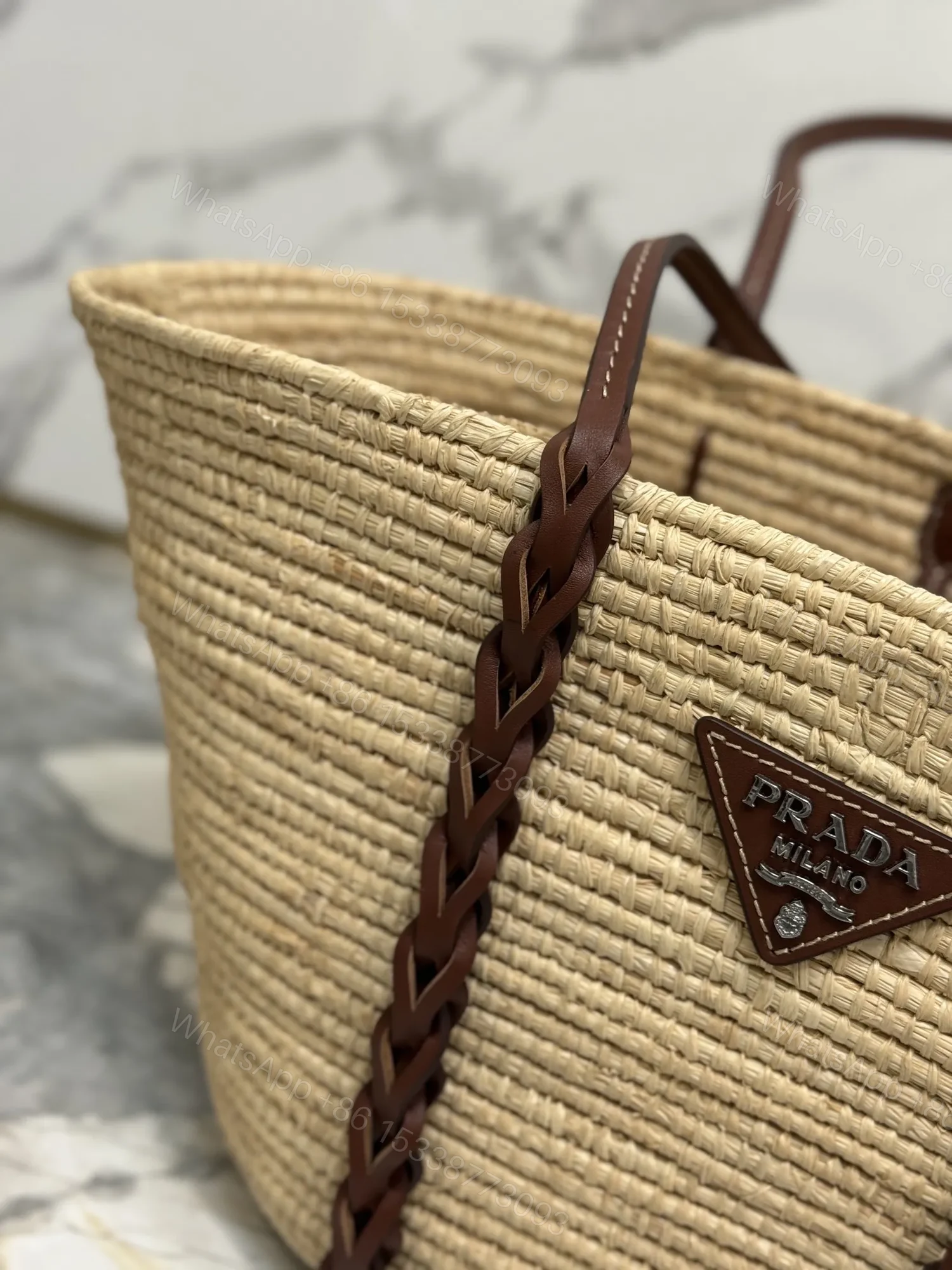 View 2 of PRADA Braided Handle Basket Bag