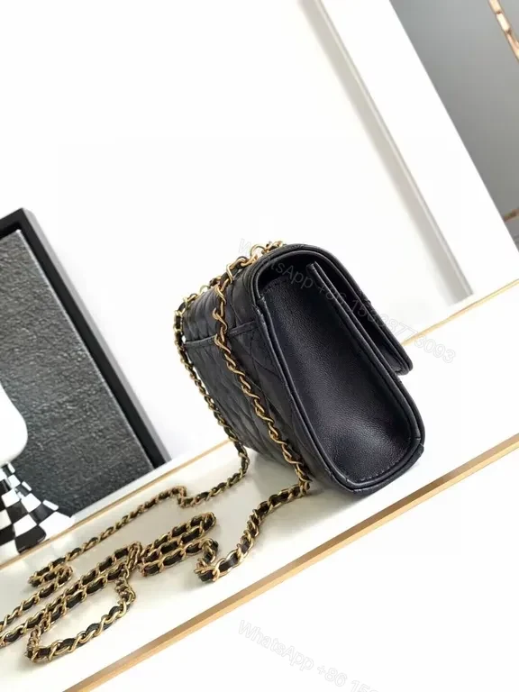 View 3 of Chanel-Inspired Quilted Flap Bag - Black, Luxe Texture