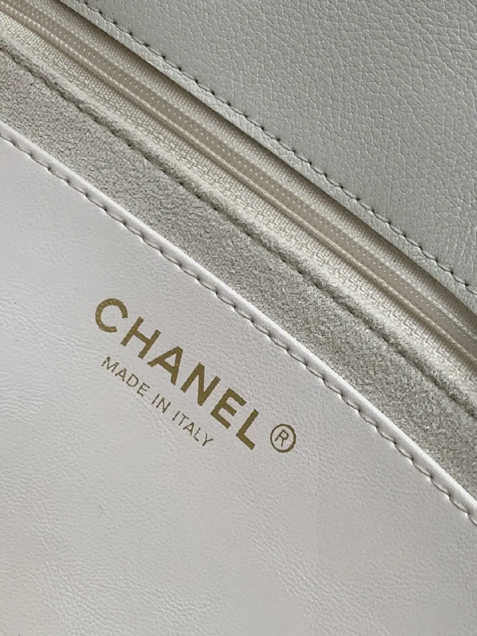 View 9 of White Quilted Leather Bag with Gold Chain Accent, Convertible Shoulder/Crossbody