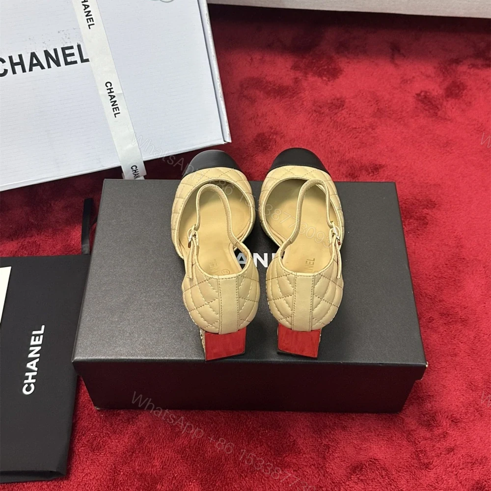 View 3 of 高仿Chanel*G38441A露邊高跟單鞋小牛皮黃色4.5CM免檢版