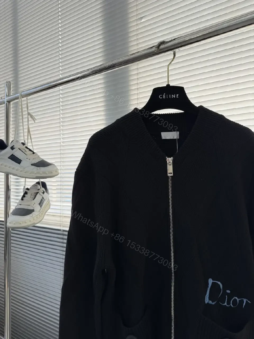 View 8 of Black Knit Bomber Jacket with Quilted Details - Luxury Tech Knit