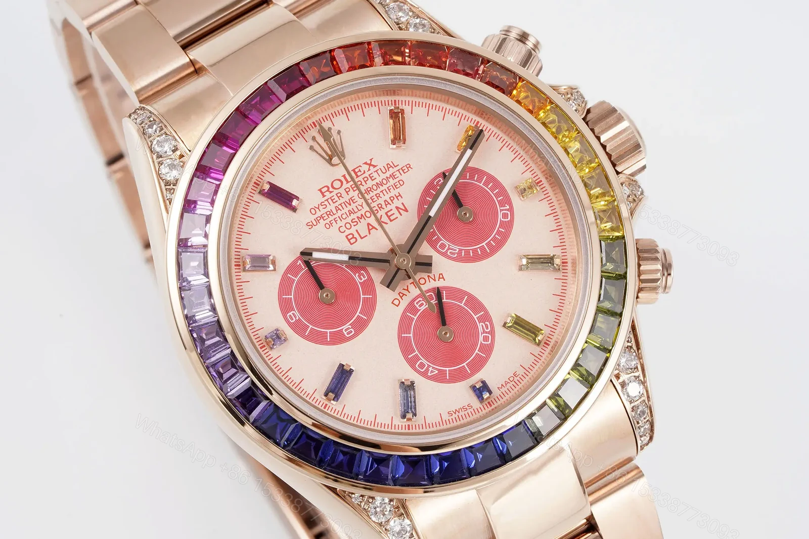 View 3 of Best Rolex Daytona Rainbow Rose Gold replica 40MM Oyster Bracelet Edition RG-DAYTONA-RAINBOW-ROSEGOLD-OYSTER-40